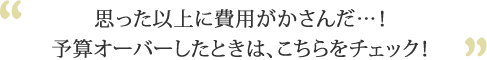 思った以上に費用がかさんだ…!予算オーバーしたときは、こちらをチェック!