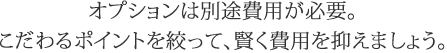 オプションは別途費用が必要。こだわるポイントを絞って、賢く費用を抑えましょう。